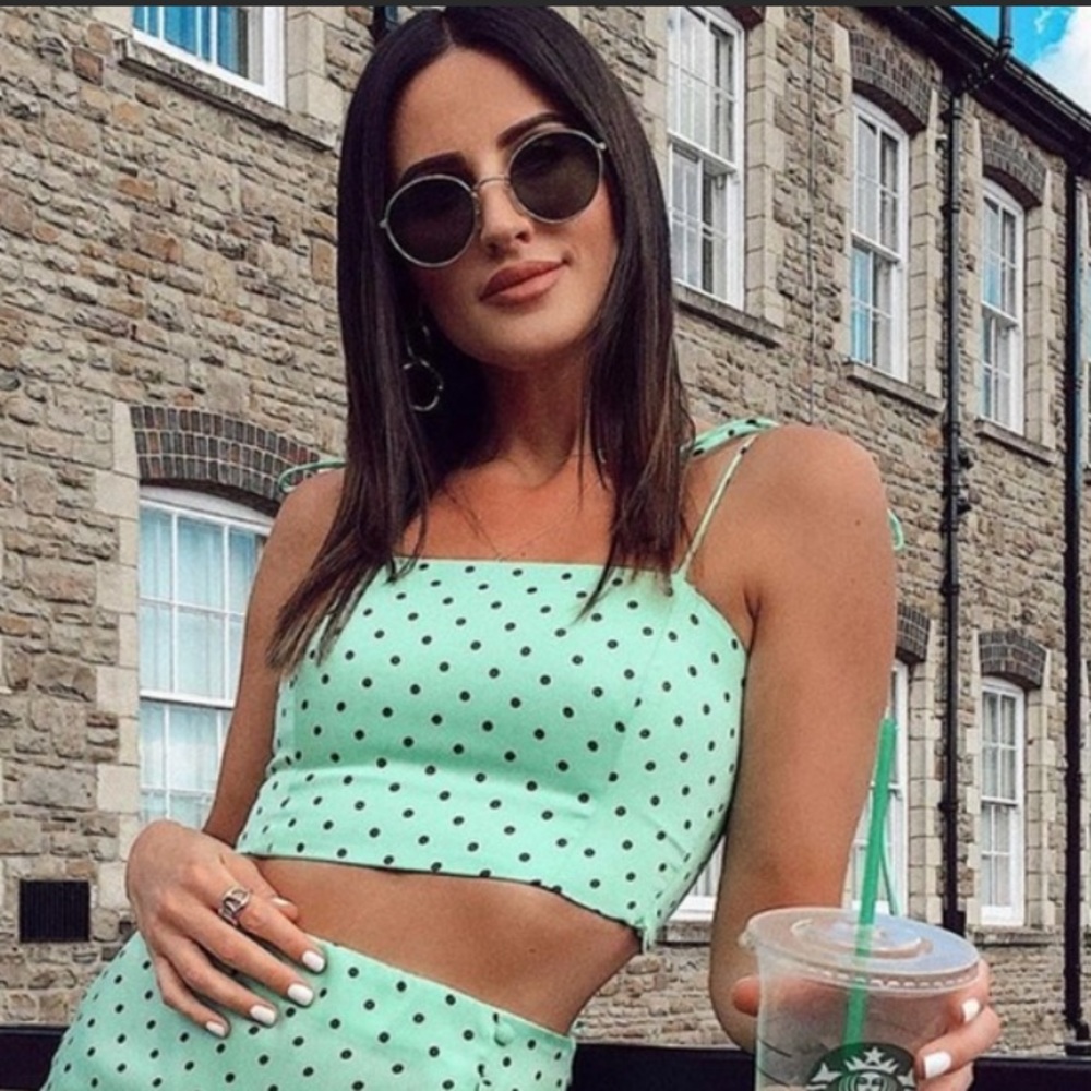 Zara satin tie polka dot top